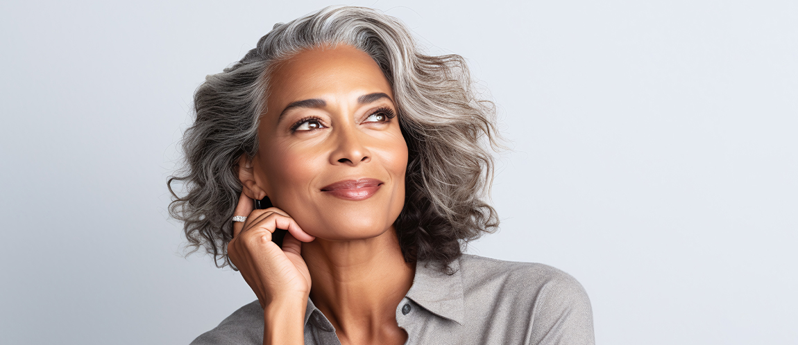 Woman with smooth skin smiling